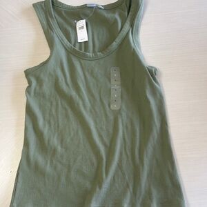 Olive Green Ribbed Tank Top
